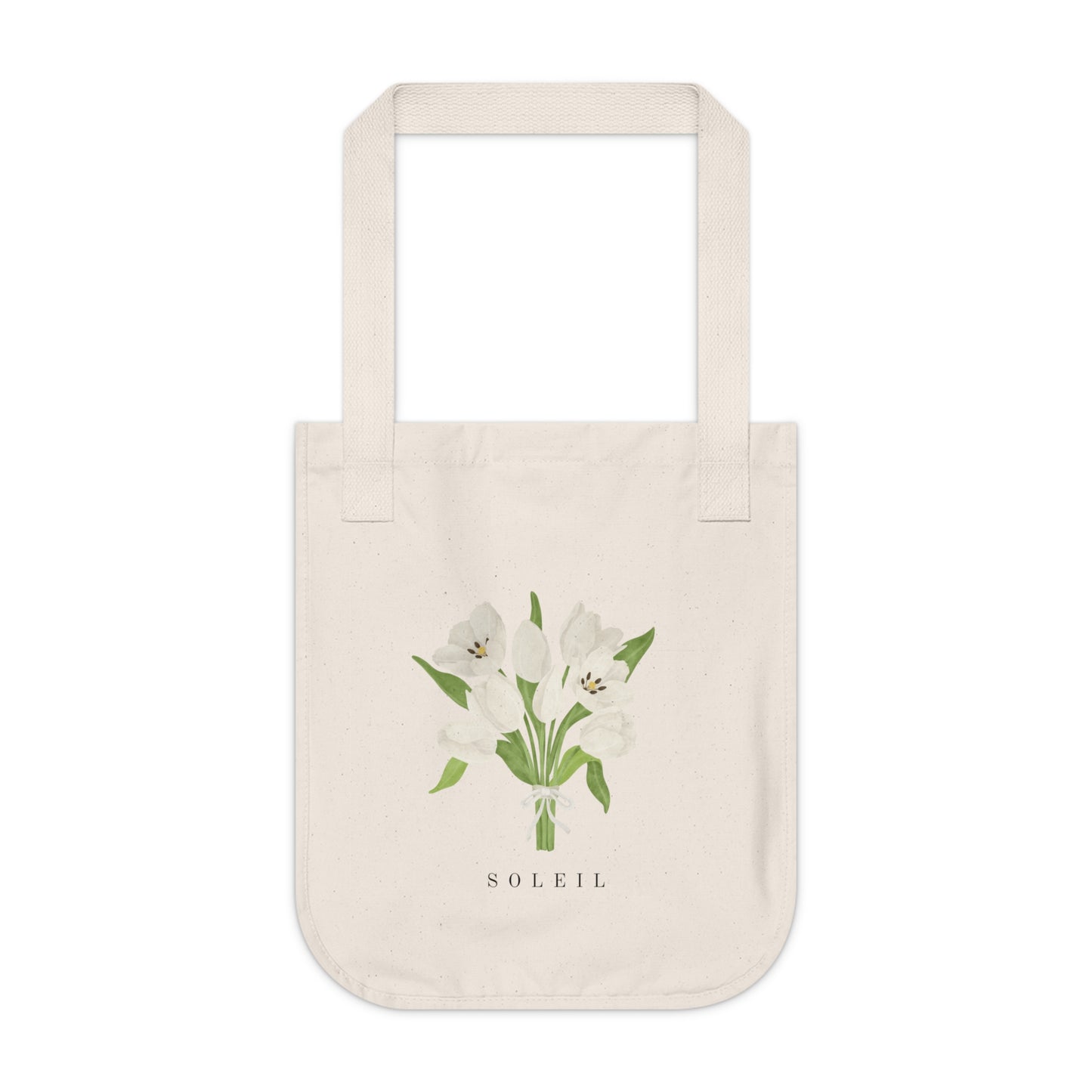 Eco Conscious White Tulip Bouquet Tote Bag